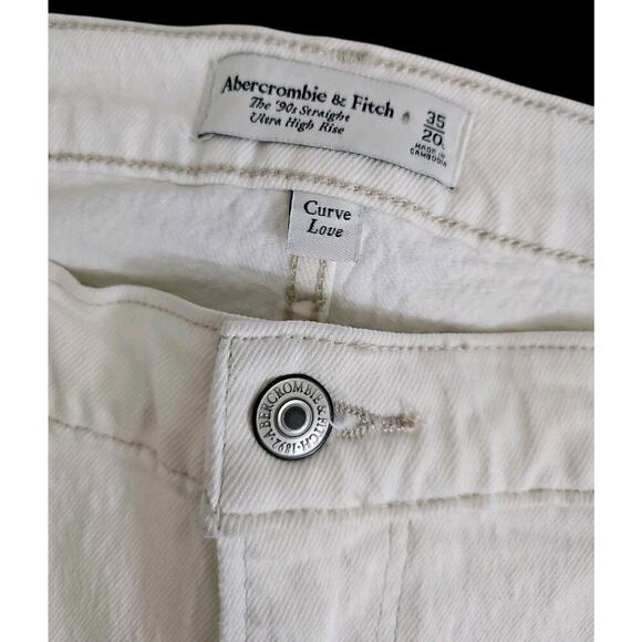 ABERCROMBIE & FITCH~Woman Plus Sz 35/20~Ivory Curve Love The 90s Straight Jeans. - Picture 8 of 16